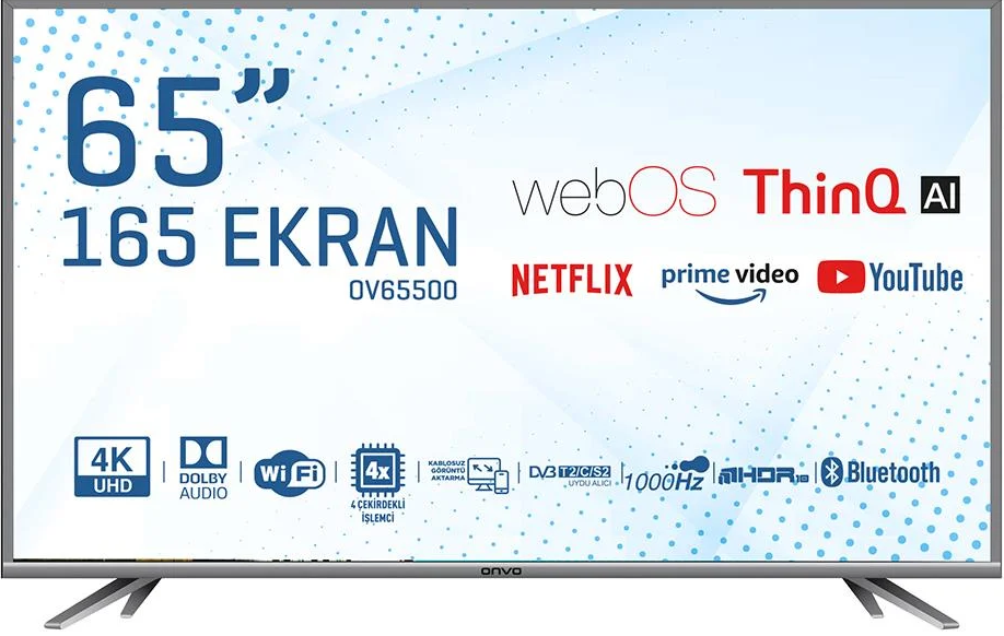 ONVO OV65500 65inc 165 cm UHD webOS Smart TV,Uydu Alıcılı